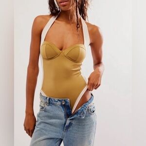 We Are HAH Pull it Thru Bodysuit Swimsuit in Shroom Women’s Size Small NWT